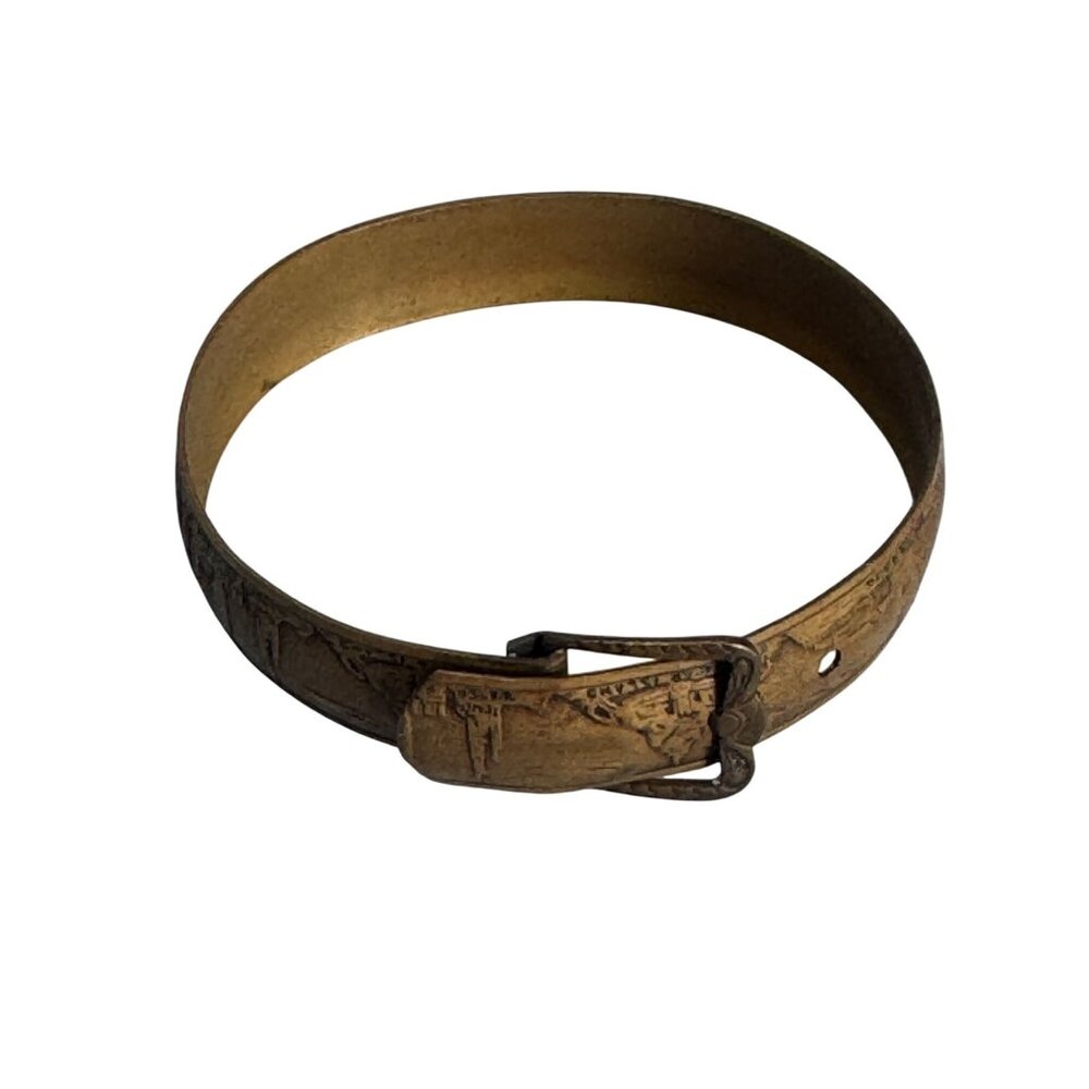 1933 Worlds Fair Etched Brass Childs Bracelet 5.5"  Vintage Collectible - Picture 4 of 5